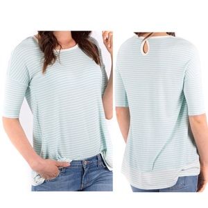 •DOWNEAST• NWT Keyhole Back Relaxed Striped Tee